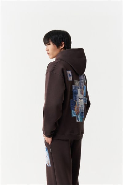 Mosaic Archive Oversize Erkek Sweatshirt Kahverengi