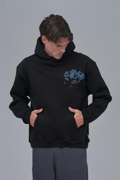 Mosaic Portrait Oversize Sweatshirt Erkek Siyah