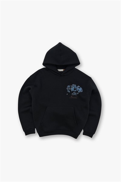 Mosaic Portrait Oversize Sweatshirt Erkek Siyah