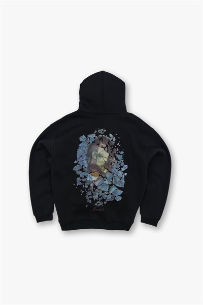 Mosaic Portrait Oversize Sweatshirt Erkek Siyah
