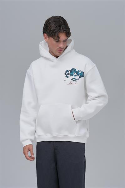 Mosaic Portrait Oversize Sweatshirt Erkek Ekru