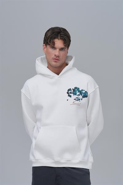 Mosaic Portrait Oversize Sweatshirt Erkek Ekru