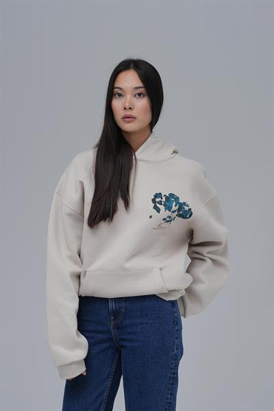 Mosaic Portrait Oversize Sweatshirt Kadın Stone