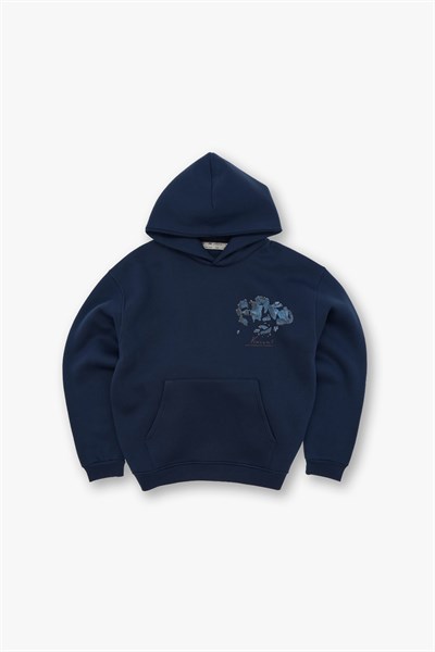 Mosaic Portrait Oversize Sweatshirt Kadın İndigo