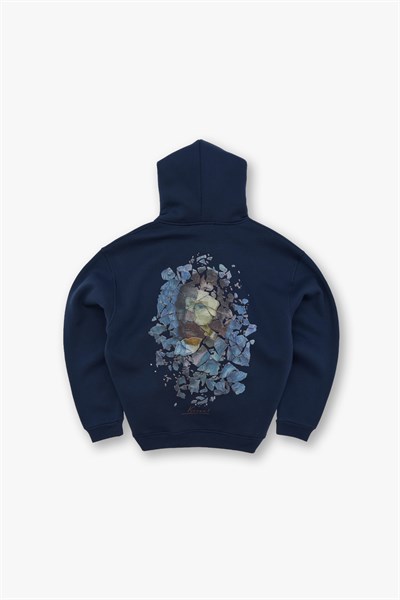 Mosaic Portrait Oversize Sweatshirt Kadın İndigo