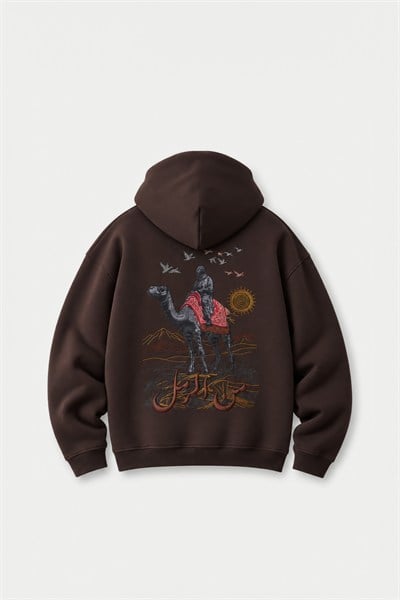 Nomadic Horizon Oversize Erkek Sweatshirt Kahverengi