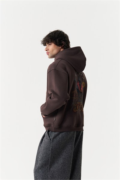 Nomadic Horizon Oversize Erkek Sweatshirt Kahverengi