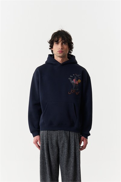 Nomadic Horizon Oversize Erkek Sweatshirt Lacivert