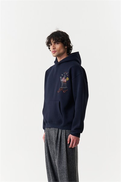 Nomadic Horizon Oversize Erkek Sweatshirt Lacivert