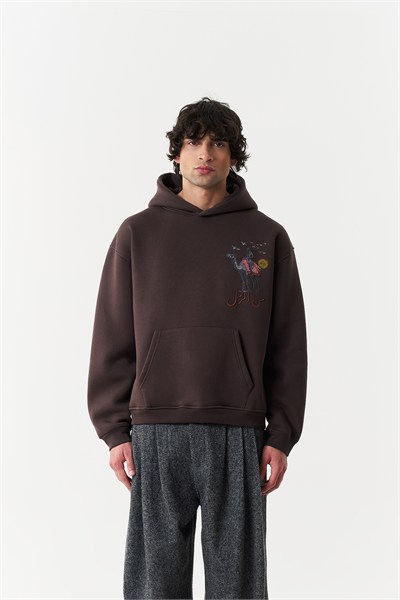 Nomadic Horizon Oversize Erkek Sweatshirt Kahverengi