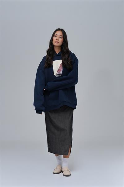 Not All Wounds Are Visible Oversize Sweatshirt Kadın İndigo