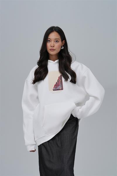 Not All Wounds Are Visible Oversize Sweatshirt Kadın Ekru