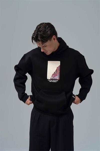 Not All Wounds Are Visible Oversize Sweatshirt Erkek Siyah