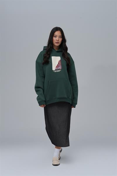 Not All Wounds Are Visible Oversize Sweatshirt Kadın Yeşil