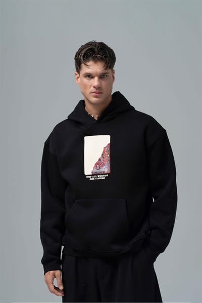 Not All Wounds Are Visible Oversize Sweatshirt Erkek Siyah