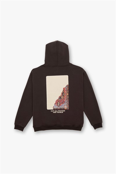 Not All Wounds Are Visible Oversize Sweatshirt Kadın Kahverengi