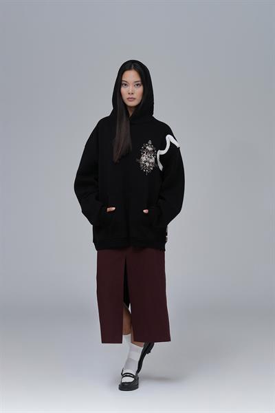 Nothing to Lose Oversize Sweatshirt Kadın Siyah