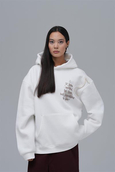 Nothing to Lose Oversize Sweatshirt Kadın Ekru