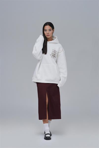 Nothing to Lose Oversize Sweatshirt Kadın Ekru