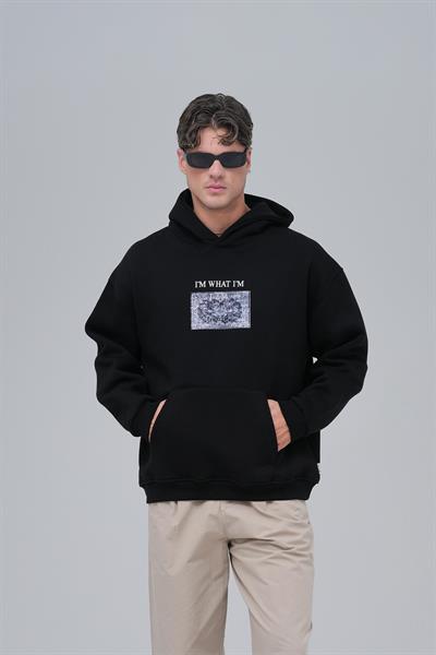Now Manifesto Oversize Sweatshirt Erkek Siyah