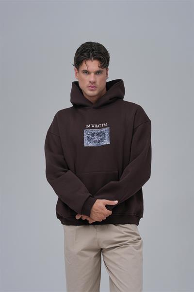 Now Manifesto Oversize Sweatshirt Erkek Kahverengi