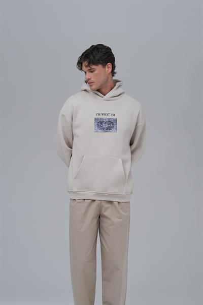 Now Manifesto Oversize Sweatshirt Erkek Stone