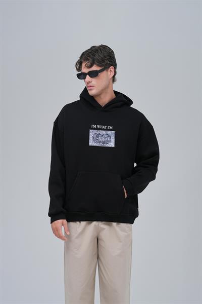 Now Manifesto Oversize Sweatshirt Erkek Siyah
