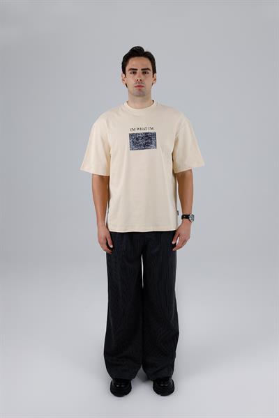 Now Manifesto Oversize Tişört Erkek Stone