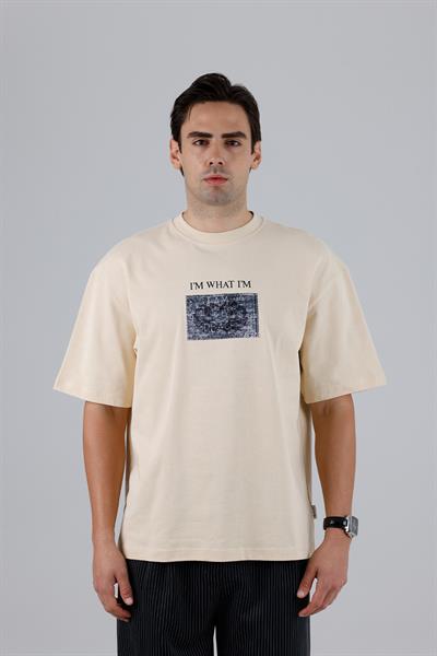 Now Manifesto Oversize Tişört Erkek Stone