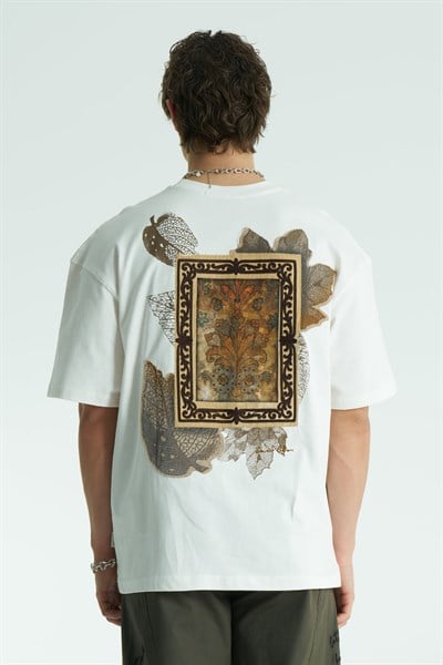 Ornate Oversize Erkek Tişört Ekru