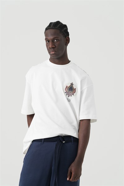 Paisley Wings Oversize Erkek Tişört Ekru