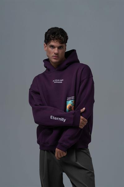 Paradise Within Oversize Sweatshirt Erkek Mor