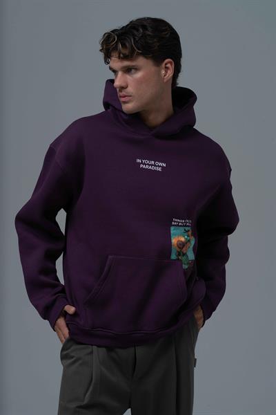 Paradise Within Oversize Sweatshirt Erkek Mor