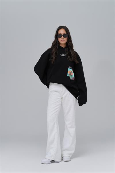 Paradise Within Oversize Sweatshirt Kadın Siyah