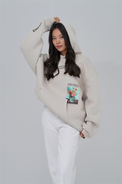Paradise Within Oversize Sweatshirt Kadın Stone