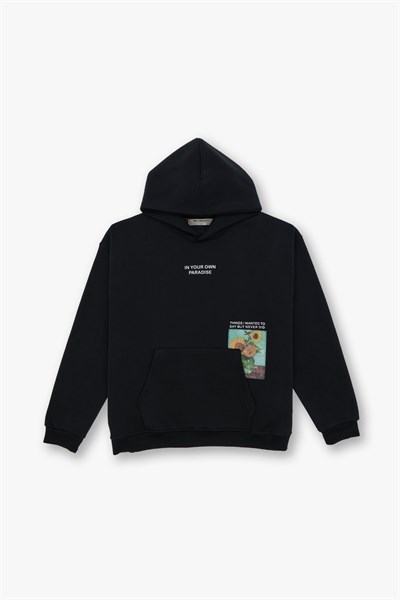 Paradise Within Oversize Sweatshirt Kadın Siyah