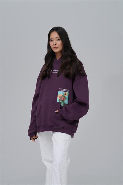 Paradise Within Oversize Sweatshirt Kadın Mor
