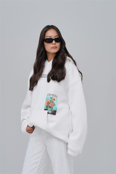 Paradise Within Oversize Sweatshirt Kadın Ekru
