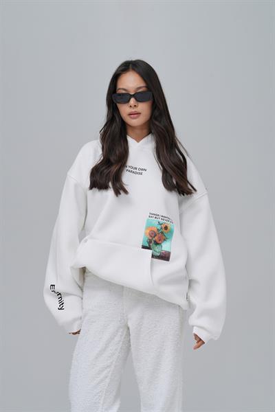 Paradise Within Oversize Sweatshirt Kadın Ekru
