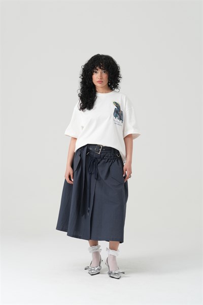 Peacock Quill Oversize Kadın Tişört Ekru