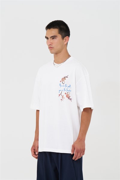 Phoenix Bloom Oversize Erkek Tişört Ekru