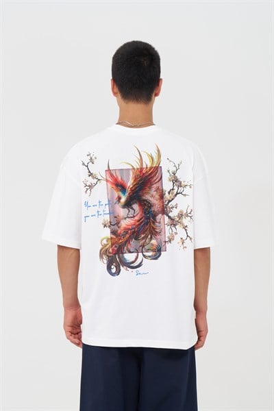 Phoenix Bloom Oversize Erkek Tişört Ekru