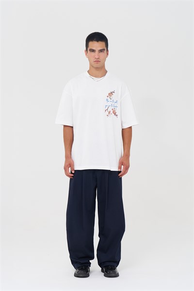 Phoenix Bloom Oversize Erkek Tişört Ekru