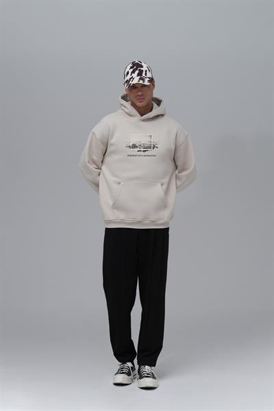 Portrait of a Generation Oversize Sweatshirt Erkek Stone