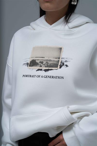 Portrait of a Generation Oversize Sweatshirt Kadın Ekru
