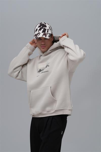 Portrait of a Generation Oversize Sweatshirt Erkek Stone
