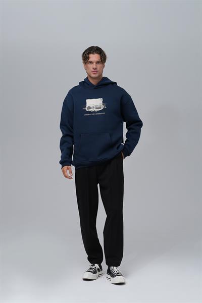 Portrait of a Generation Oversize Sweatshirt Erkek İndigo