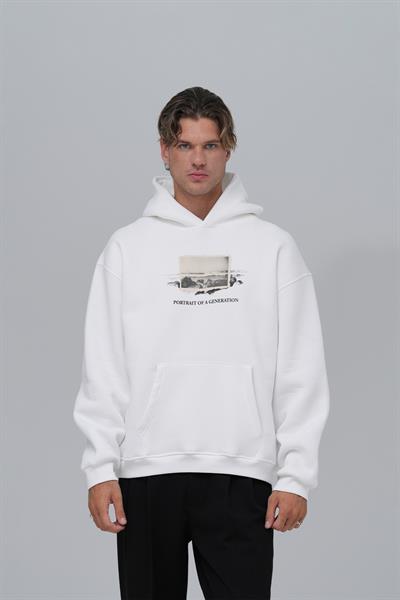 Portrait of a Generation Oversize Sweatshirt Erkek Ekru