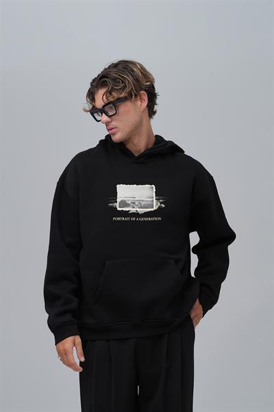 Portrait of a Generation Oversize Sweatshirt Erkek Siyah