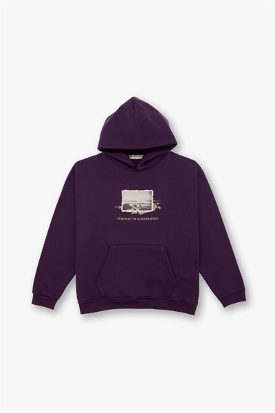 Portrait of a Generation Oversize Sweatshirt Kadın Mor